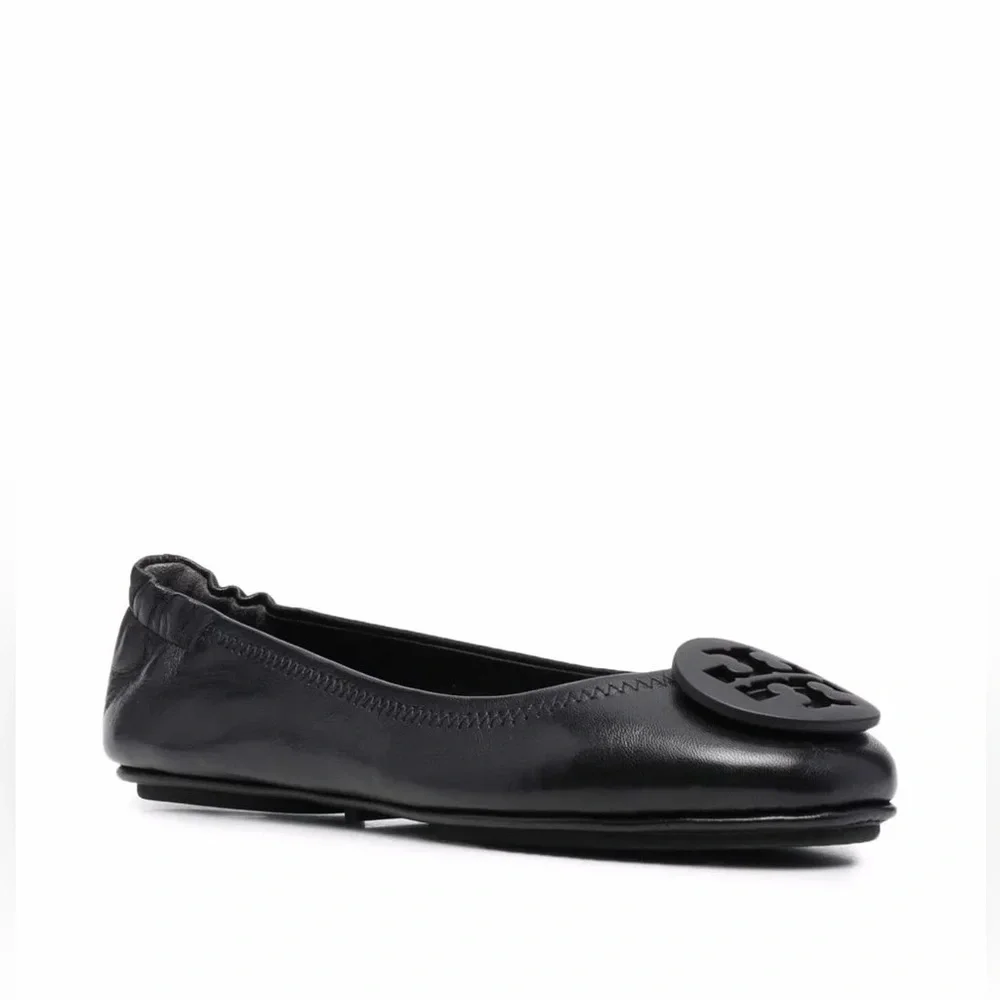 Tory Burch Minnie Travel black leather ballet flats sz 7